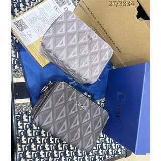 Túi d.i.o.r pouch with strap xám diamond canvas
