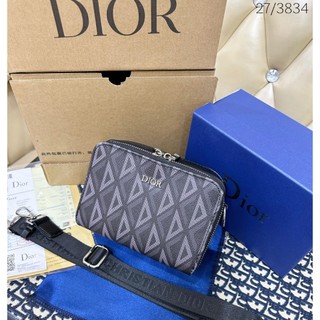 Túi D.I.O.R Pouch With Strap Xám Diamond Canvas