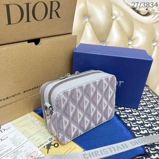 Túi D.I.O.R Pouch With Strap Xám Diamond Canvas