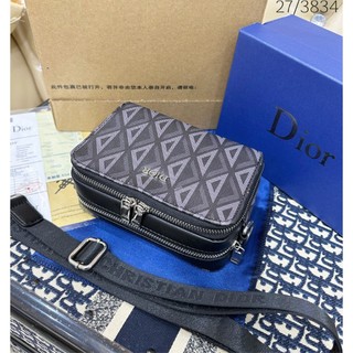Túi D.I.O.R Pouch With Strap Xám Diamond Canvas