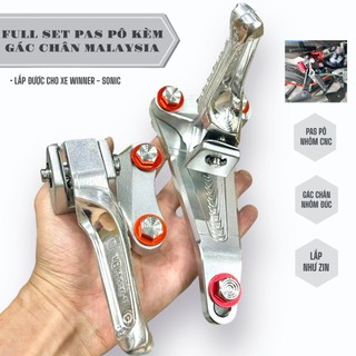 Combo bộ gác chân sau mã lai kèm pas treo pô cho Winner Sonic tặng kèm full ốc chốt xỏ viền thái và long đền đỏ