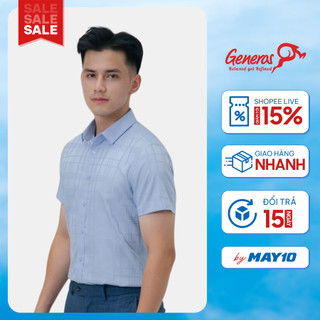 Áo sơ mi nam GENEROS AK413 010123216MF áo sơ mi nam cộc tay công sở đứng form lịch lãm ít nhăn