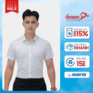 Áo sơ mi nam GENEROS AH320 010123218MF áo sơ mi nam cộc tay công sở đứng form lịch lãm ít nhăn