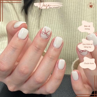 MÓNG TAY GIẢ form hàn quốc vuông ngắn thiết kế nail box vẽ họa tiết xinh xắn nhẹ nhàng MT095 TẶNG KEO DÁN MÓNG