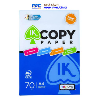 Giấy in A4, giấy photo IK Copy 70 gsm đều màu không gợn sóng, độ dày cao, chữ in không lem nhòe 500 tờ/Ream