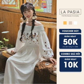 Váy Thổ Cẩm Trễ Vai Bo Chun LP31 Phong Cách Boho Vintage Thời Trang Du Lịch Hot