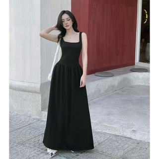 Đầm Maxi Cổ U Túi Mổ Trendy  Chất Liệu Thun Dày Dặn