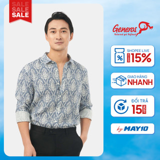 Áo sơ mi nam dài tay GENEROS 010122496MF #2 áo sơ mi hoạ tiết ít nhăn trẻ trung