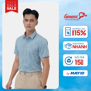 Áo sơ mi nam GENEROS 010123193MF áo sơ mi cộc tay công sở đứng form lịch lãm