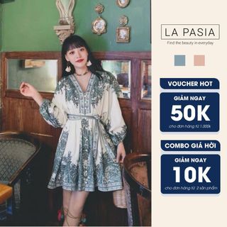 Váy Đầm Ngắn Thắt Eo Cho Nữ Cổ V LP17 Phong Cách Boho Đơn Giản Vintage Thời Trang Đi Du Lịch