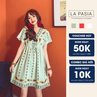 Đầm Thêu Hoa Baby Doll Dáng Ngắn LP19 Phong Cách Vintage Bohemian Đi Du Lịch Đi Chơi