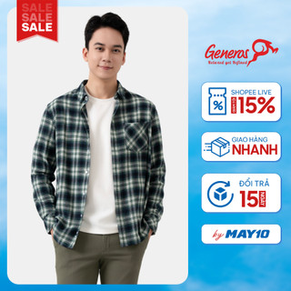Áo sơ mi nam dài tay GENEROS 010123446MF áo sơ mi Hàn Quốc dáng rộng kẻ sọc nhỏ cotton mềm mịn ít nhăn