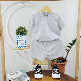 S029 - (10-25kg) Bộ áo thun quần cộc cho bé trai bé gái trơn basic vải cotton cao cấp