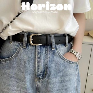 Thắt lưng nam nữ da bản vừa 2.8cm mặt khuyết oval đai thắt váy Style Hàn Quốc màu bạc có lỗ bấm dây nịt ulzzang  Horizon