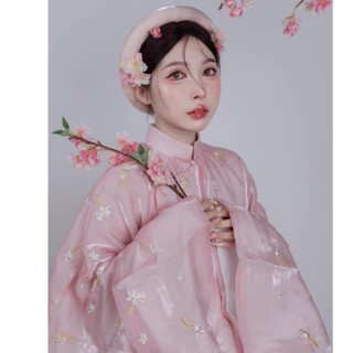 Áo tấc tay thụng nữ vải tơ  thêu cao cấp - Cổ Phục Việt phục Việt Nam EmÂY