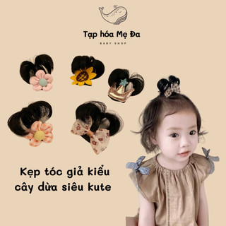 Kẹp tóc giả cây dừa dạng bấm/chỏm tóc đỉnh đầu đính nhiều họa tiết siêu kute cho bé sơ sinh