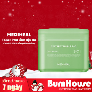  Toner pad MEDIHEAL Teatree làm dịu da dưỡng da dành cho da mụn  24 7 Day & Night Toner Pads  100 miếng  
