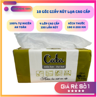 ( BỊCH 10 GÓI) Giấy ăn giấy rút lụa trắng cao cấp 4 lớp 600 tờ