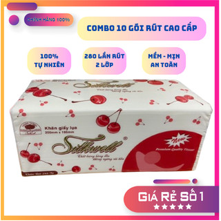 (Live extra) COMBO SỐC 10 GÓI GIẤY ĂN GIẤY RÚT LỤA 280 tờ Silkwell