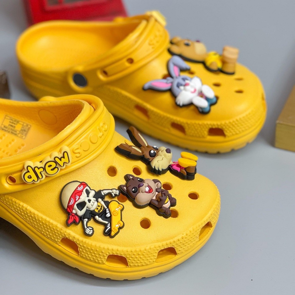 Bộ hình gắn Drew House 3D - Sticker Drew House gắn dép Crocs