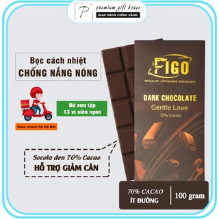 Socola đen nguyên chất 70% cacao ít đường figo thanh 100gr | dark chocolate 70% cacao ăn kiêng, giảm cân