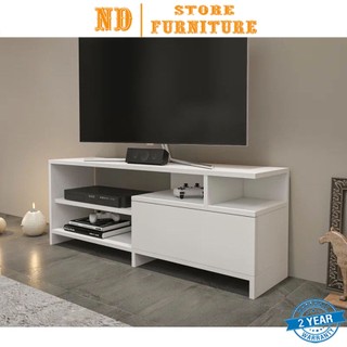 Kệ tủ tivi 3 tầng phòng khách màu trắng kết hợp vân gỗ sang trọng NHT011