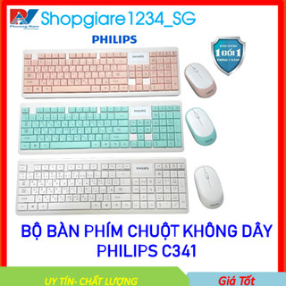 Combo Bàn Phím + Chuột không dây Philips/ HP C314, Slient Click - Lướt cực êm, gọn, nhẹ