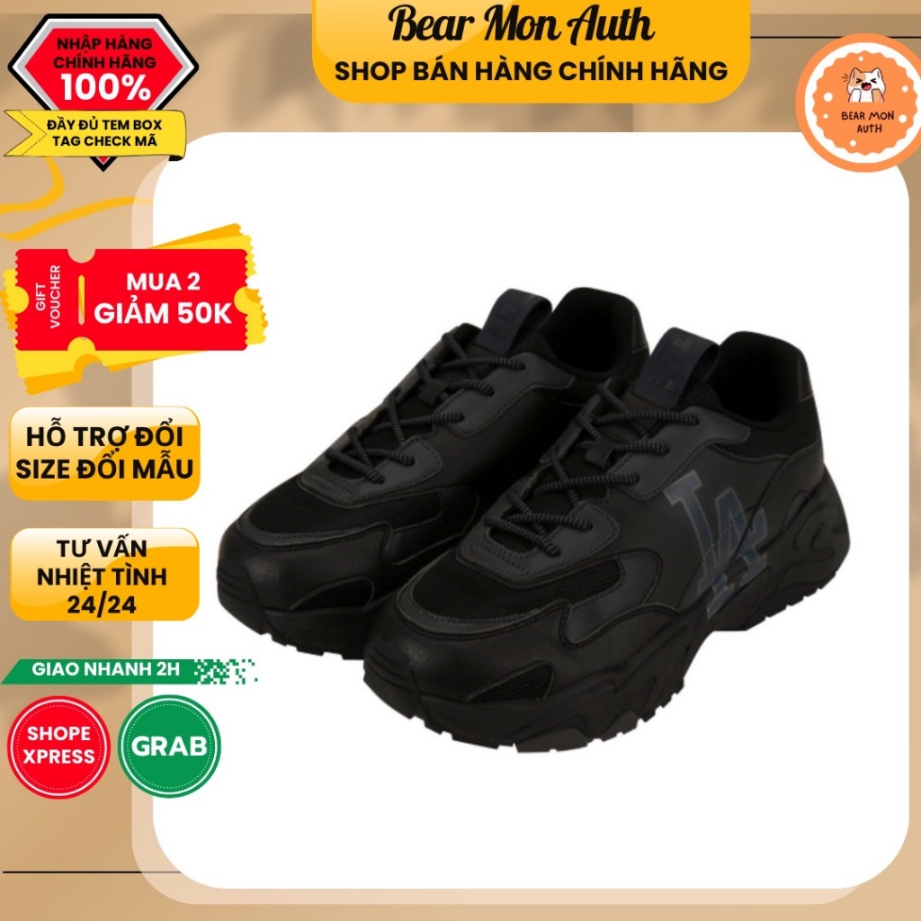 Giày Thể Thao MLB Big Ball Chunky Lite La Dodgers 32Shc3111-07L Màu Đen Logo La màu xanh