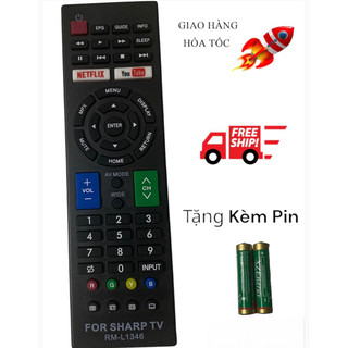 Remote điều khiển tivi sharp smart rm-l1346. tặng kèm pin aaa