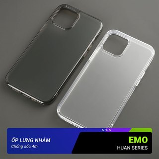 Ốp Lưng Nhám EMO Huan Series, Ốp Chống Sốc 4m, Mặt Sau Chống Dâu Vât Tay, Viền Bảo Vệ Cam Danh Cho 12 13 14 15 Pro Max