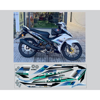 Tem exciter 135 trắng xanh cho xe trắng