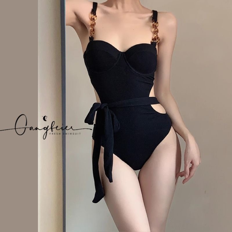 Set bộ đồ bơi bikini 1 mảnh liền thân ôm body khoét eo tôn dáng áo bodysuit đi bơi đi biển hàng QCCC Hàn Quốc BKN03