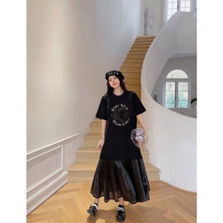 [Khách >1m58] Váy suông dài, đầm suông bầu đuôi cá Mặt Trăng ĐEN BÓNG