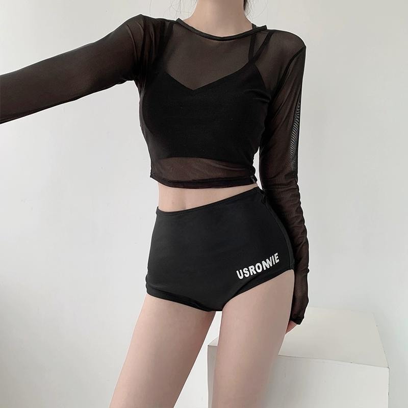 Set bộ đồ bơi 3 chi tiết đi biển đi bơi hottrend hè 2024, bikini áo 2 dây phối áo lưới dài tay chống nắng gợi cảm BKN04 | BigBuy360 - bigbuy360.vn