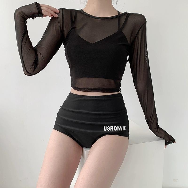 Set bộ đồ bơi 3 chi tiết đi biển đi bơi hottrend hè 2024, bikini áo 2 dây phối áo lưới dài tay chống nắng gợi cảm BKN04 | BigBuy360 - bigbuy360.vn