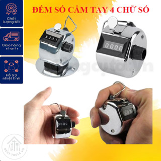 Dụng cụ đếm số lượng cơ học máy đếm số cầm tay có 4 hàng số, Máy đếm số cầm tay dụng cụ đếm số lần đa năng có chân đế