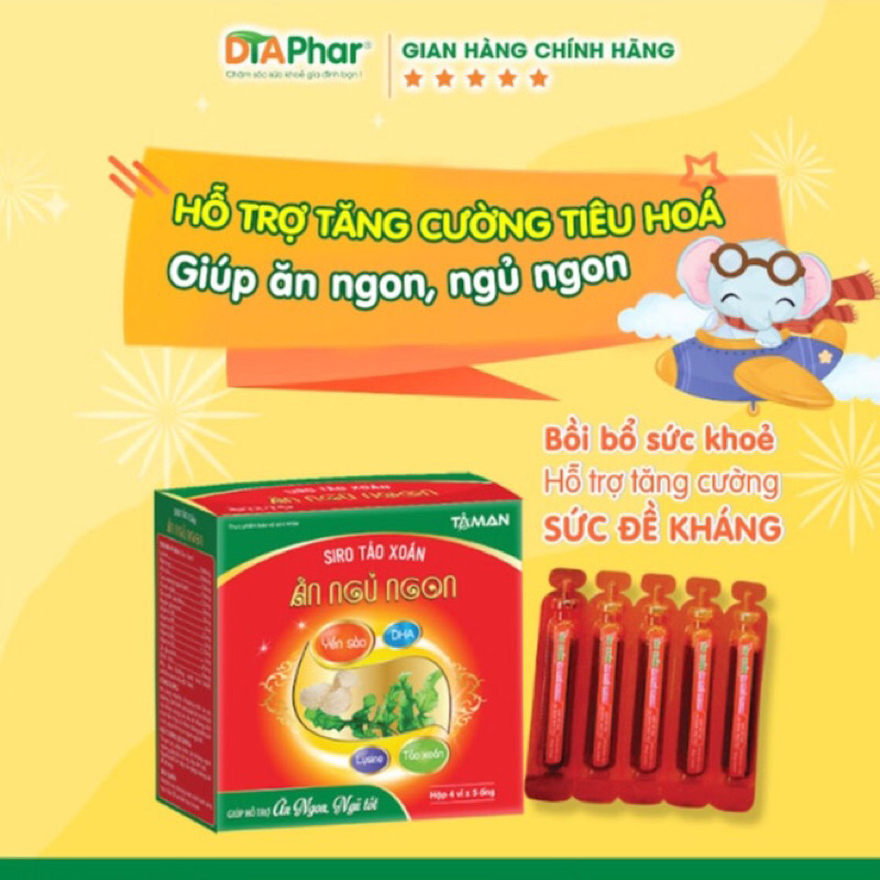 Siro Ăn Ngủ Ngon Tảo Xoắn DTA - Tăng Cường Tiêu Hóa,Trẻ Ăn Ngon, Ngủ Sâu, Tăng Sức Đề Kháng 20 Ống