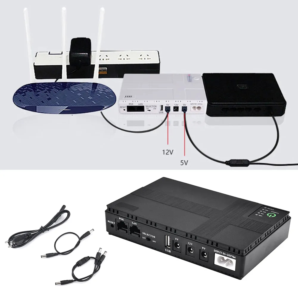 UPS DC cung cấp điện dự phòng liên tục cho router wifi, đầu thu camera 5V 9V 12V 15V _ uinterruptible power supply POE