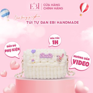 Túi tự đan EBI HANDMADE bằng len bông bi mềm mịn form nhỏ mix charm xinh xắn, quà tặng bạn gái đầy ý nghĩa - ES58