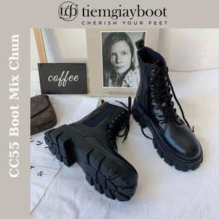 [ Còn Size 35] Giày Boot Nữ Chiến Binh Đế Đinh CC55, Giày Bốt Nữ Đế Đinh Mix Vải Full Box - Tiệm Giày Boot