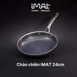 [Hàng chính hãng] Chảo chiên inox iMat Hybrid Blackcube 24cm, Phủ chống dính Daikin-Nhật Bản