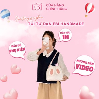 [Có Video HD] Túi đeo chéo EBI HANDMADE tự đan thủ công túi tai thỏ lông mịn đáng yêu làm quà tặng DIY ý nghĩa - ES125