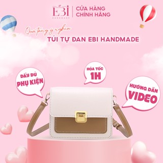  Túi đeo chéo EBI HANDMADE tự đan da Pu cao cấp form vuông nhỏ khóa gấp phong cách Hàn Quốc trẻ trung hiện đại - ES133 