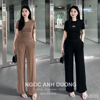 Sét bộ Wang áo nhún eo kèm quần suông cực sang 