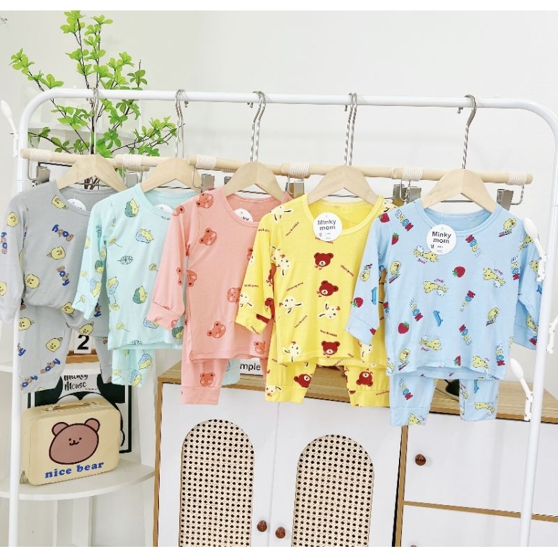 Bộ Dài Tay Thun Lạnh Thời Trang Trẻ Em Đồ Bộ MinKy Mom Tay Dài 6-16kg