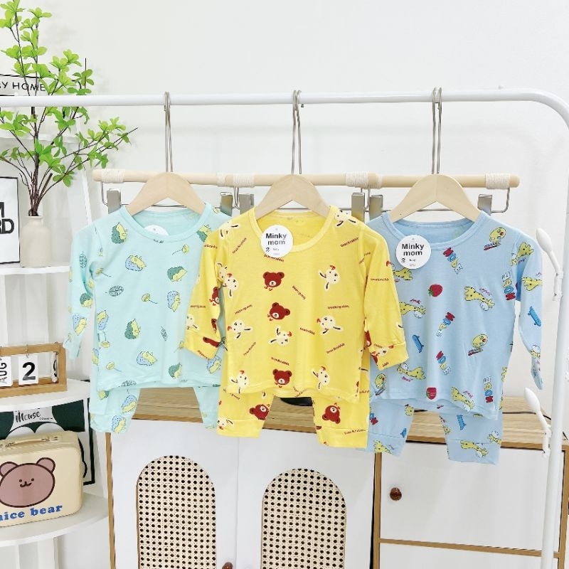 Bộ Dài Tay Thun Lạnh Thời Trang Trẻ Em Đồ Bộ MinKy Mom Tay Dài 6-16kg