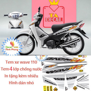 [Nhiều mẫu màu]Tem xe Wave Alpha 110 mẫu Nice,tem 4 lớp in tặng kèm nhiều hình dán nhỏ