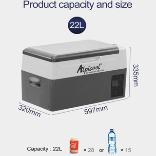 Tủ lạnh mini ô tô Alpicool 22L/25L làm đá nhanh, tiết kiệm điện