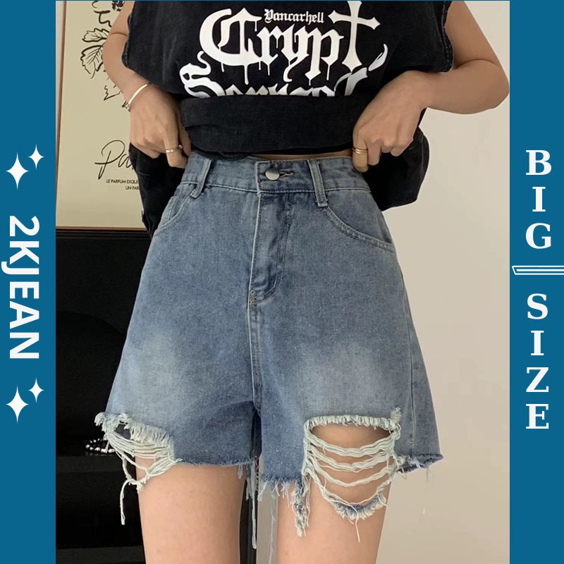 Quần Short Jean Nữ Rách Lưng Cao Bigsize 55kg-85kg thời trang cao cấp 2KJeans MS1059