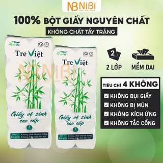 Giấy vệ sinh Tre Việt bịch 1.3KG siêu dai không mủn, giấy vệ sinh không lõi 10 cuộn mềm mịn